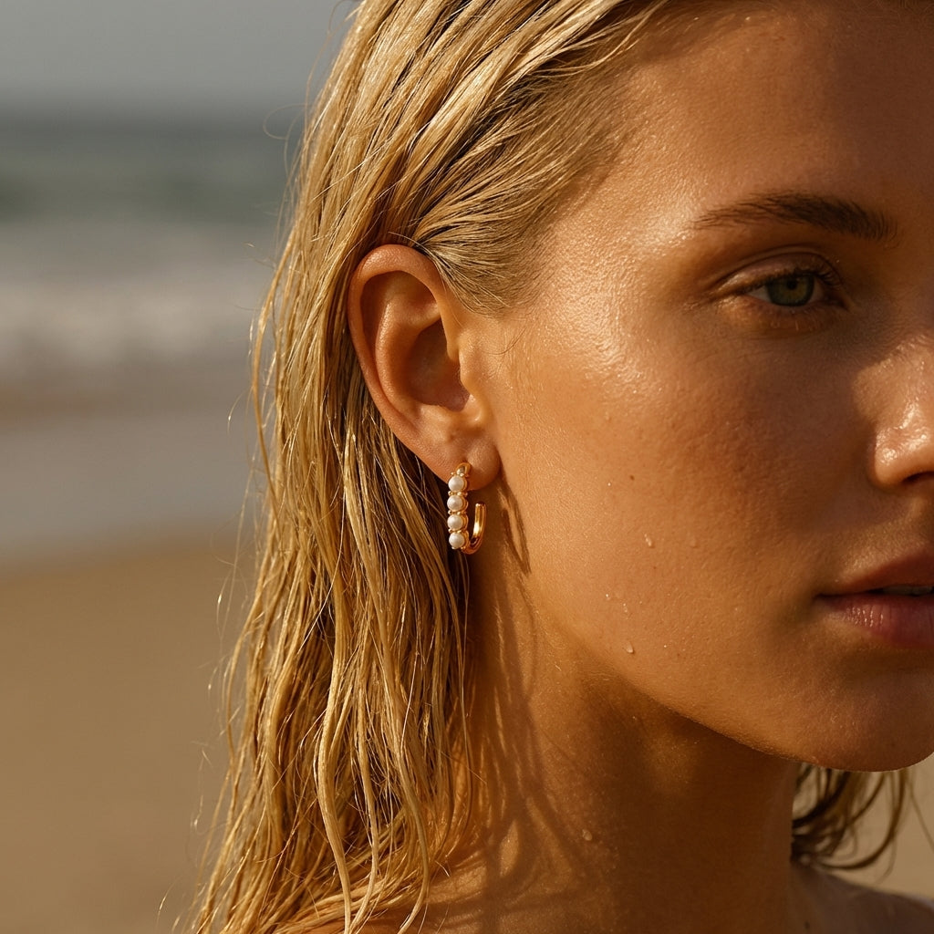 Clara Pearl U-Hoop Earrings