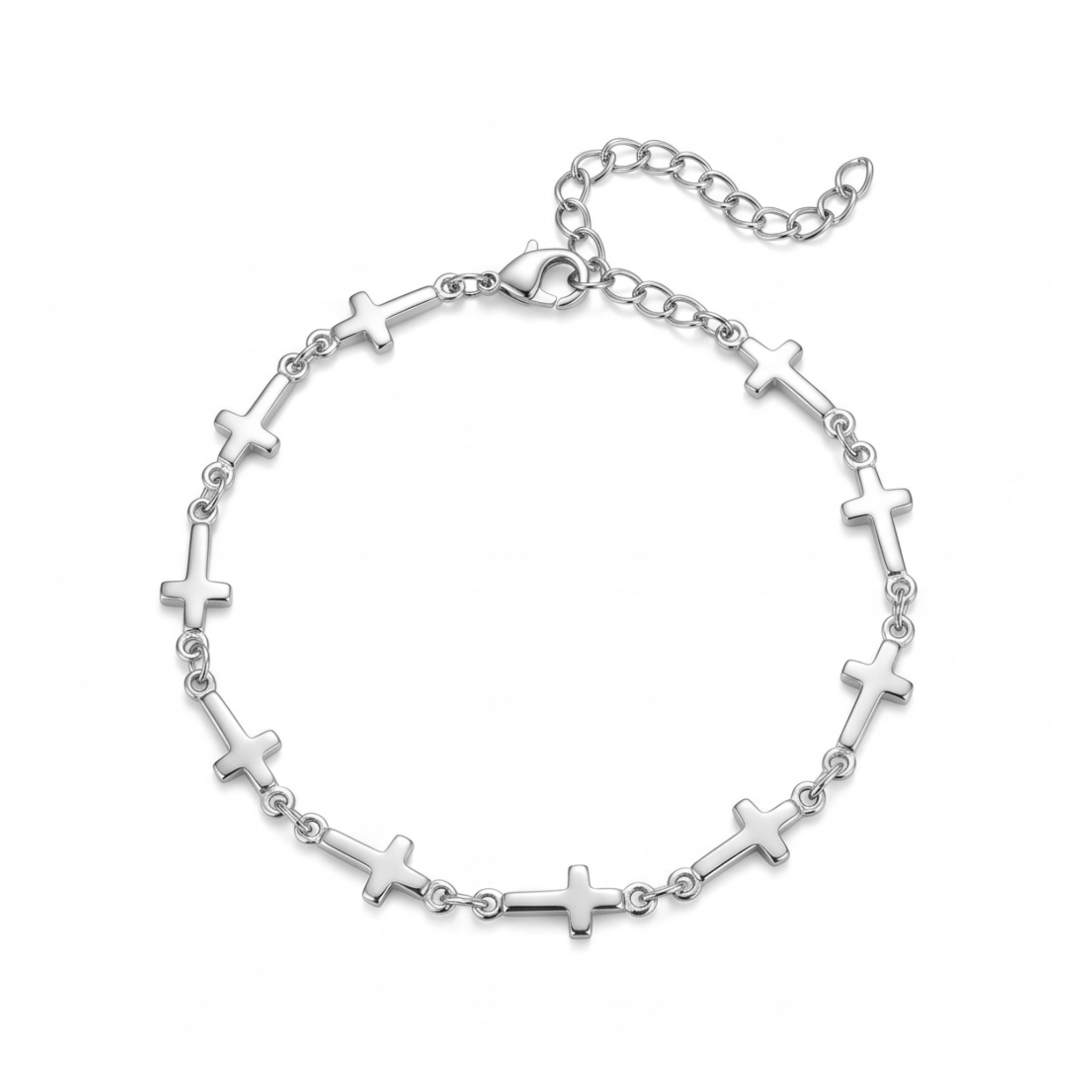 Mini Crosses Bracelet in Silver on a white background