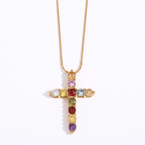 Thea Multicolor Cross Necklace