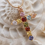 Thea Multicolor Cross Necklace