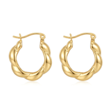 Gold hoop earrings on a white background